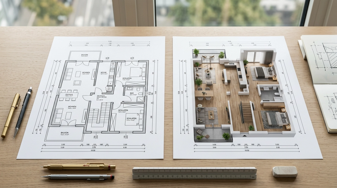 3D-Grundriss vs. 2D-Grundriss: Unterschiede im Vergleich