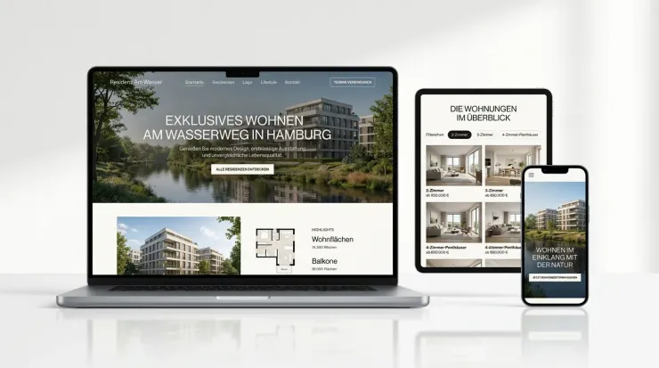 Projekt-Landingpages für eine zentrale Immobilien&shy;vermarktung