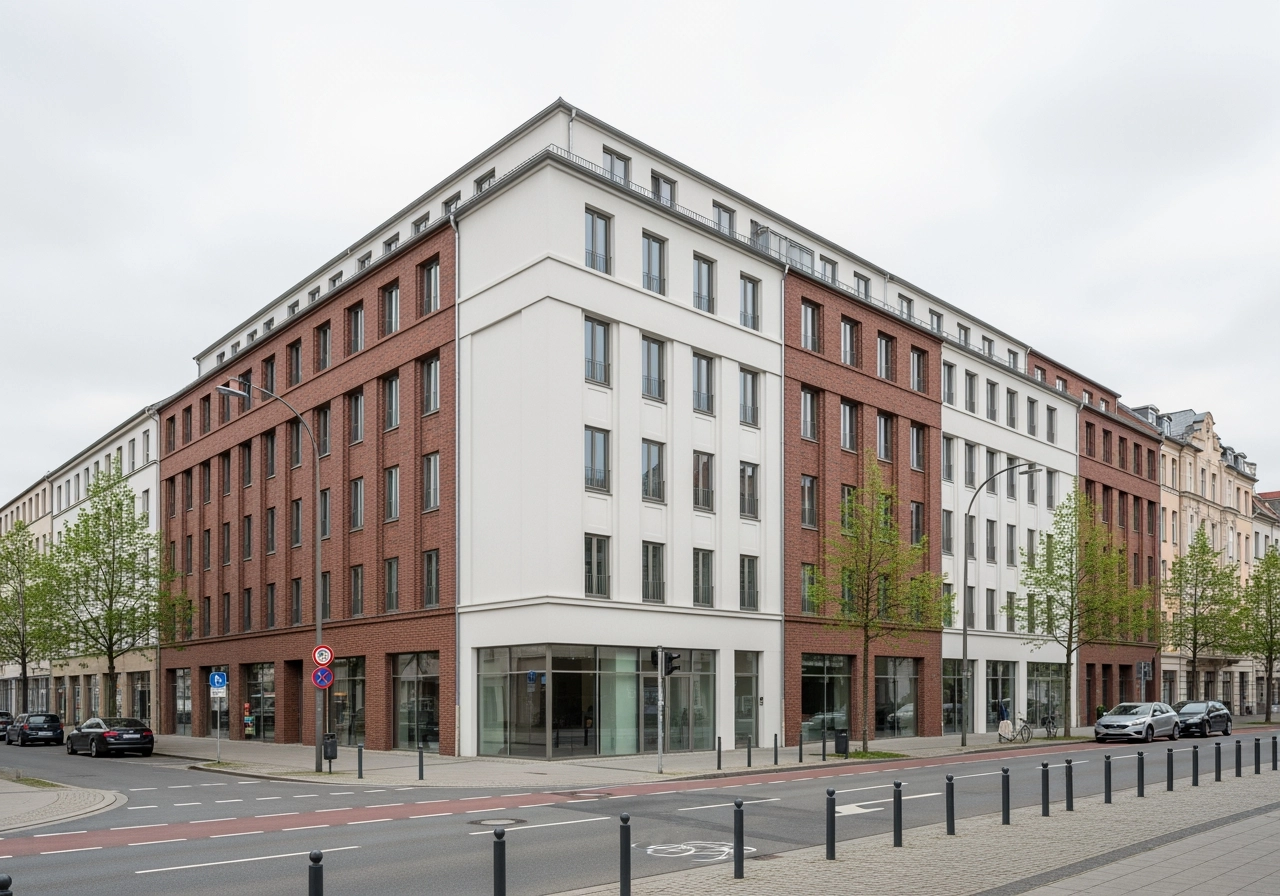 Mixed use gewerbeimmobilie deutsches stadtgebaeude 3d visualisierung – Gewerbeimmobilien
