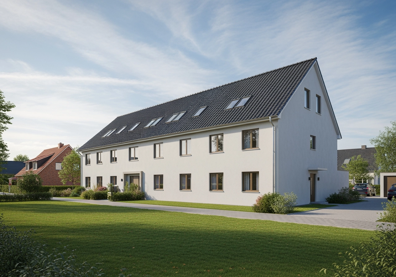 Mehrfamilienhaus wohnblock norddeutschland architekturvisualisierung – Immobilienmarketing & Exposés