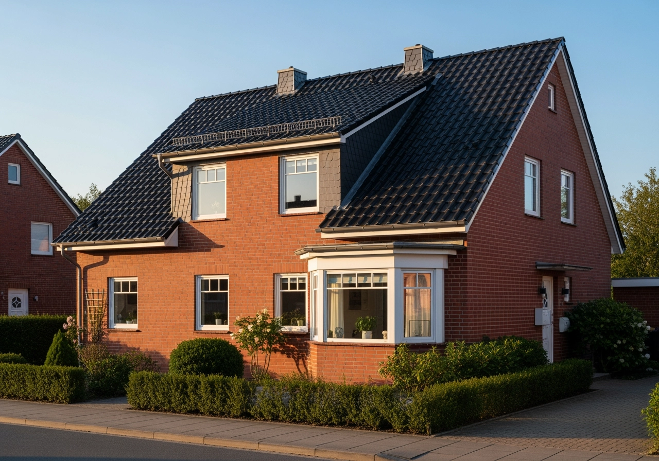 Modernes einfamilienhaus klinkerbau deutschland 3d visualisierung – Wohn- & Mehrfamilienhäuser