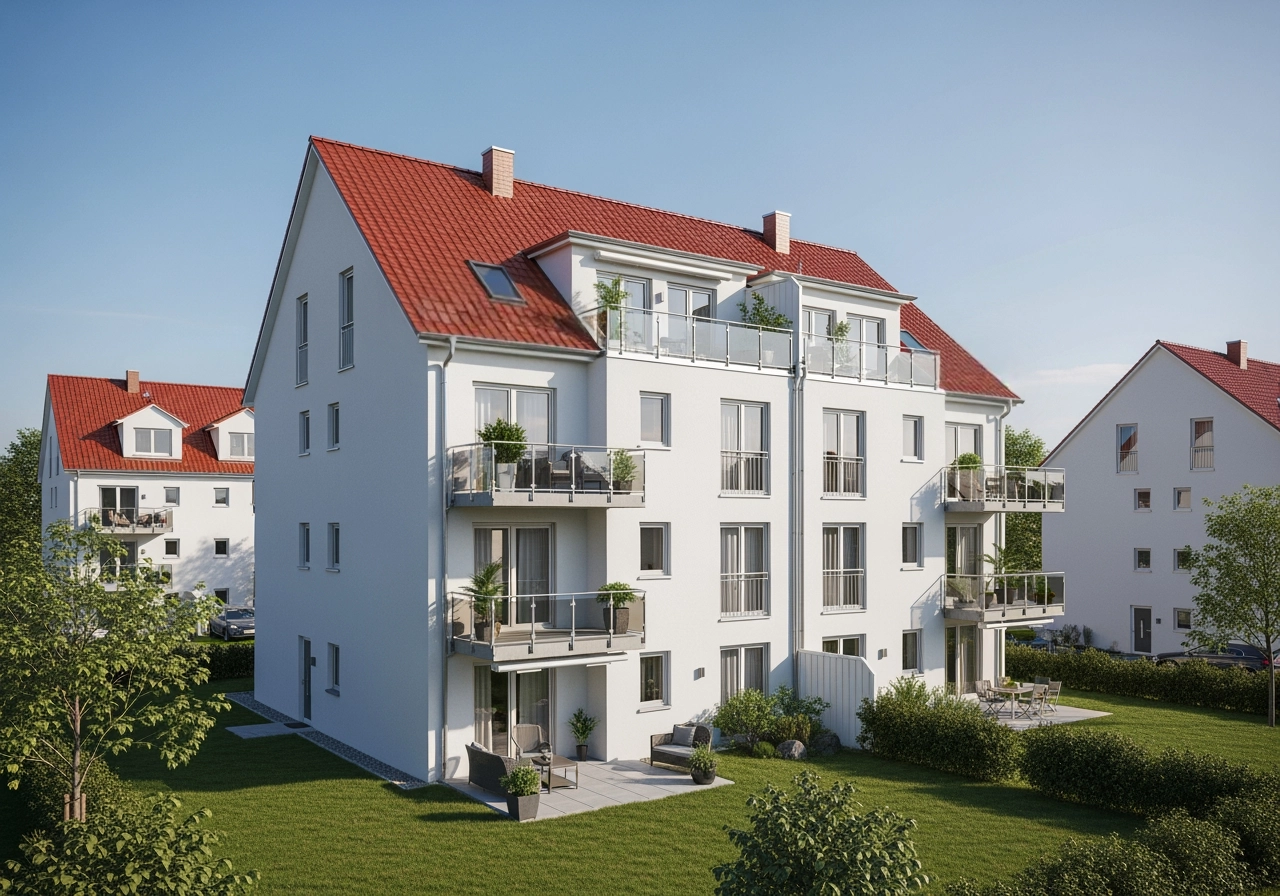 Modernes mehrfamilienhaus deutschland 3d visualisierung – Wohn- & Mehrfamilienhäuser