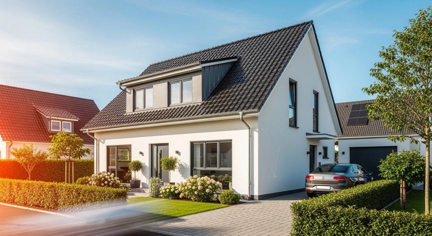 Modernes einfamilienhaus neubau wohnarchitektur – Neubauimmobilien