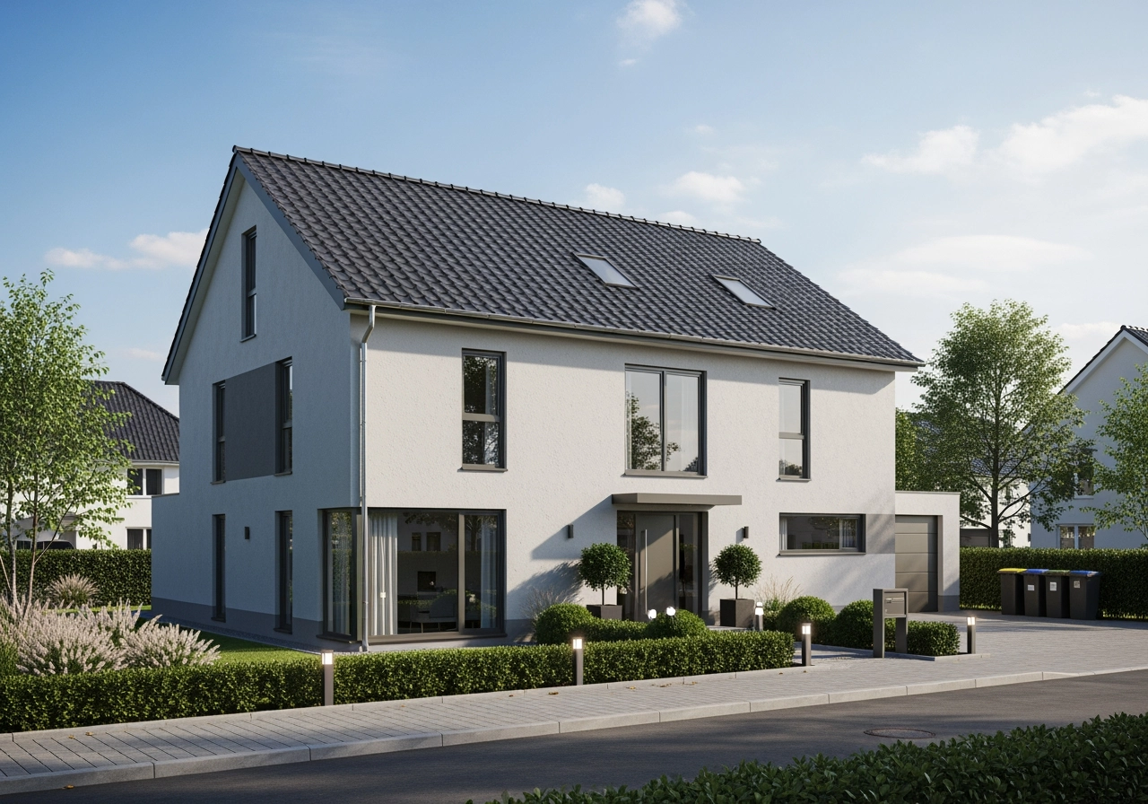 Neubau doppelhaus zweifamilienhaus 3d visualisierung – Neubauimmobilien