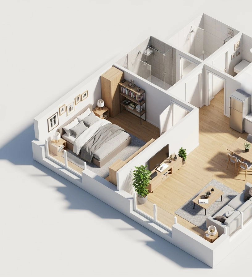 3d isometrie grundriss moderne wohnung visualisierung – Grundrisse (2D/3D)