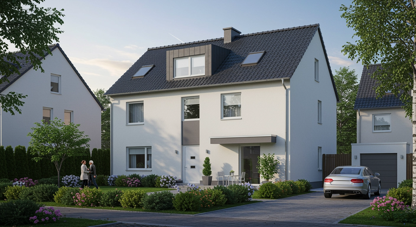 Neubau einfamilienhaus deutschland 3d visualisierung – Titelbilder & Key Visuals