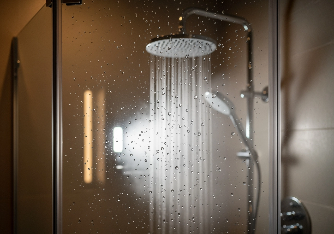 Glasdusche makroaufnahme duschkopf innendesign – Bad- & Wellnessräume