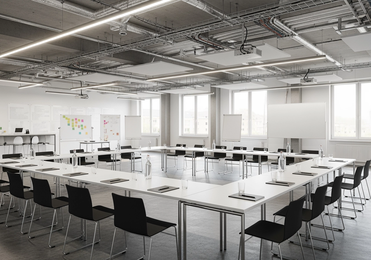 Grossraumbuero moderne arbeitsplaetze architekturvisualisierung – Büro- & Arbeitswelten