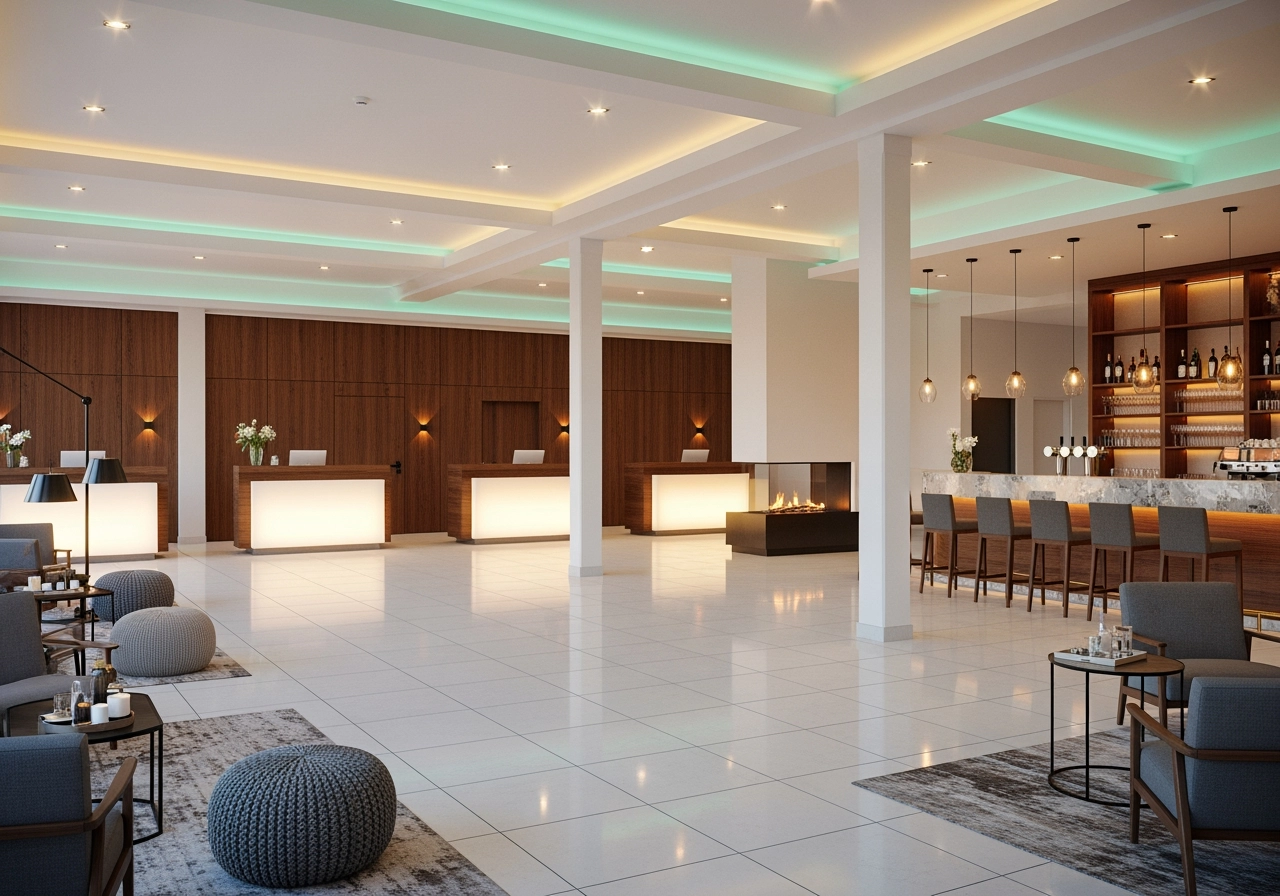 Hotel lounge und barbereich modern 3d rendering – Hotel- & Gastronomiebereiche