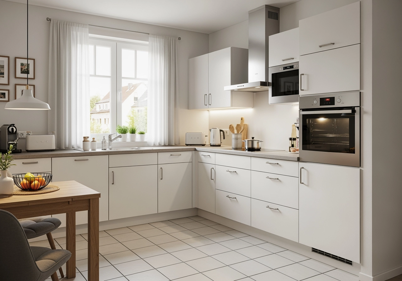 Helle deutsche alltagskueche 3d visualisierung – Küchen