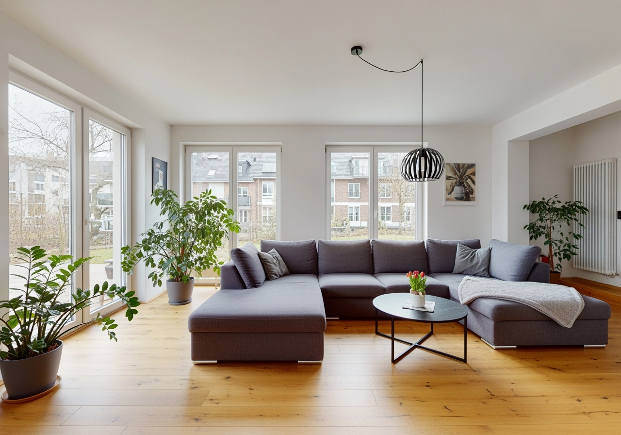 Helles wohnzimmer musterwohnung 3d visualisierung – Wohnräume & Musterwohnungen