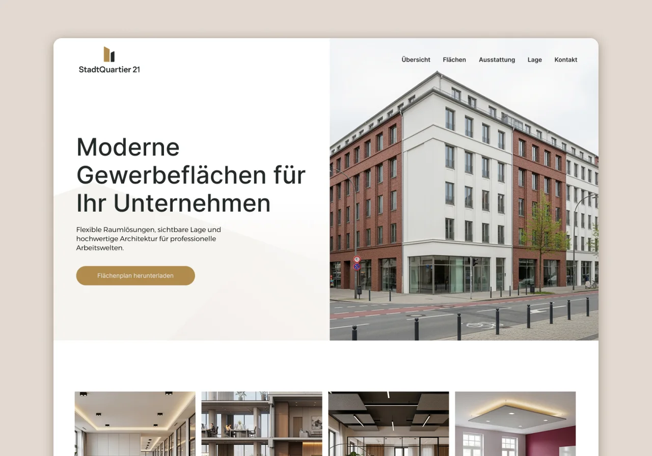 Microsite gewerbeimmobilien projektwebseite 3d rendering – Microsites / Projektwebseiten