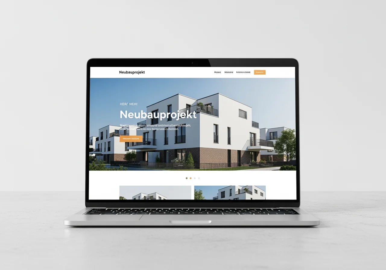 Projektwebseite neubau modern immobilien laptop – Microsites / Projektwebseiten