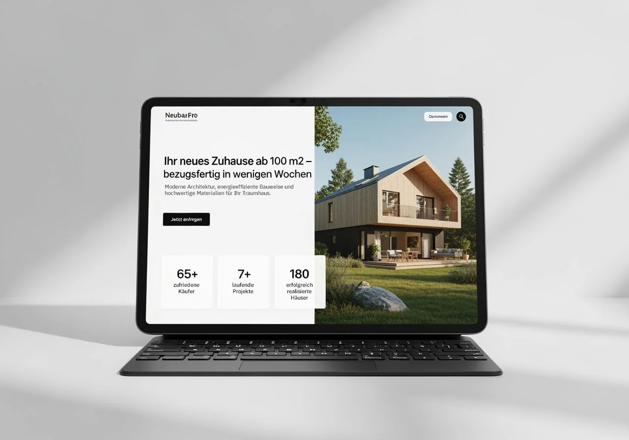Immobilien microsite projektwebsite laptop mockup – Landingpages