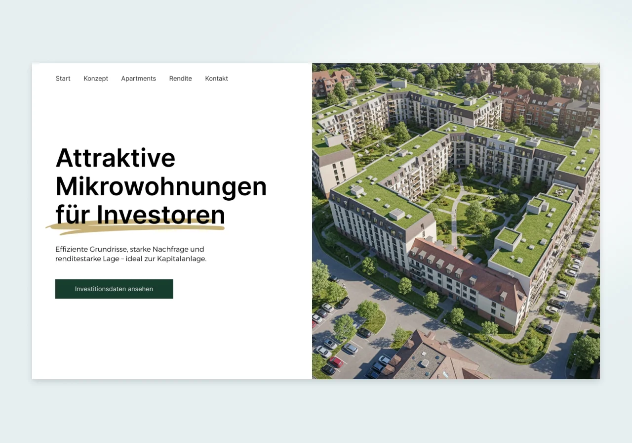 Immobilien mikroapartments investoren landingpage – Landingpages